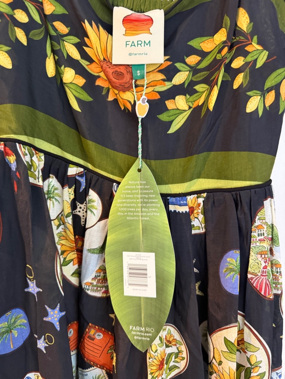 NWT FARM Rio trip souvenir Maxi Dress fully lined - Picture 6 of 7